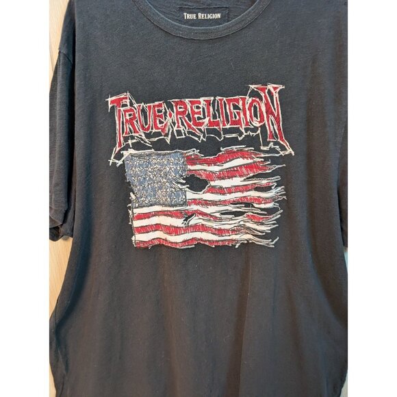 2002 Tour True Religion Shirt American Flag Distressed Sz 3XLT Short Sleeve - Picture 2 of 8